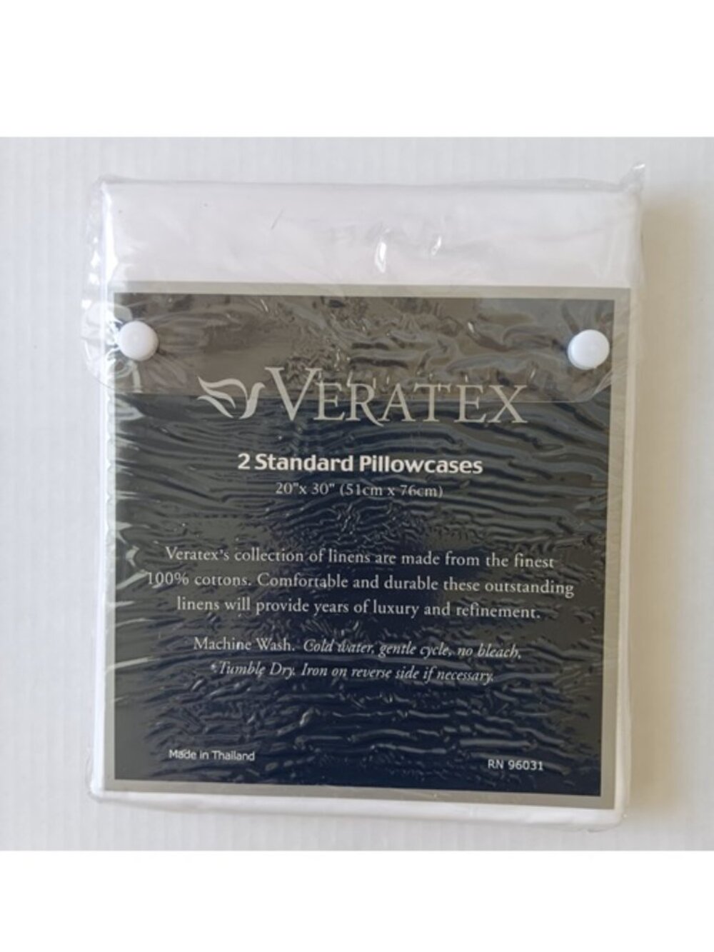 Veratex White Cotton Standard Size Embroidered Lace Detail Pillowcases-Set of 2 - Picture 2 of 6